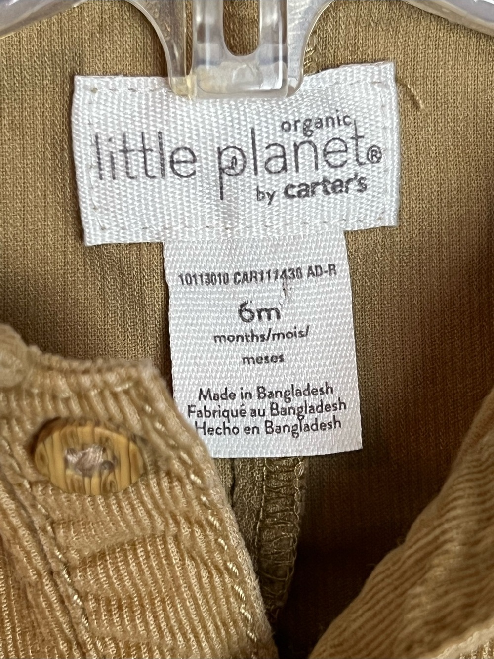 Little Planet Organic Cotton Corduroy Jumpsuit Baby Boy 6M Khaki 6 Months - Picture 2 of 7